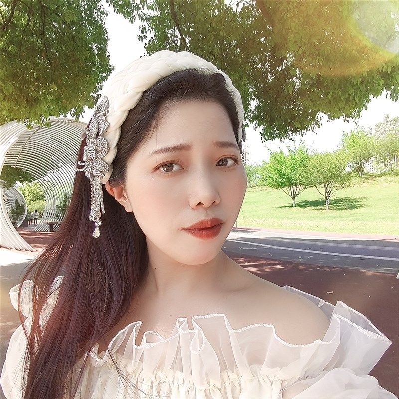 2025新款发饰水钻花朵流苏发箍带齿气质麻花编发镶钻发卡宽版头箍