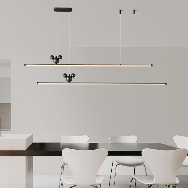 极简餐厅全铜吊灯现代简约轻奢个性创意长条灯饭厅餐桌吧台灯具