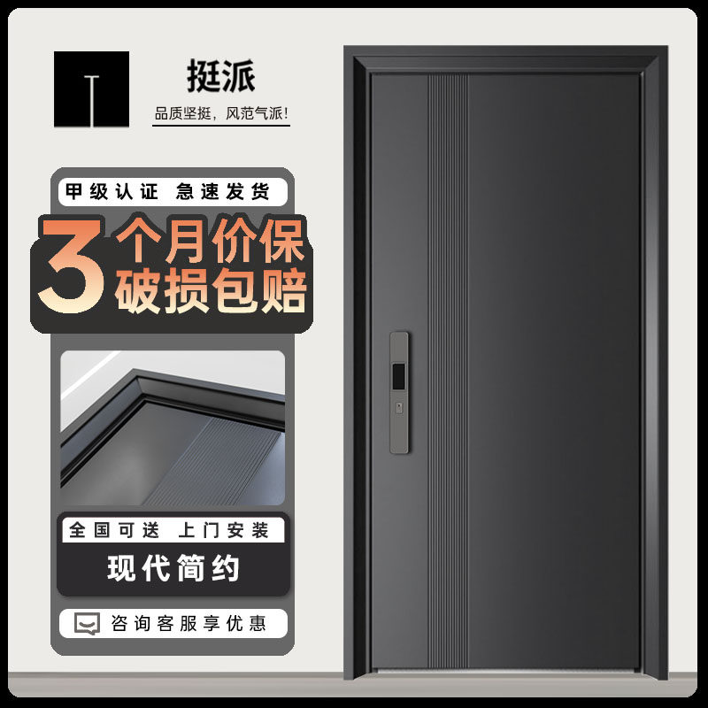 挺派甲级防盗门家用入户门暗合页进户门工程安全门子母门大门