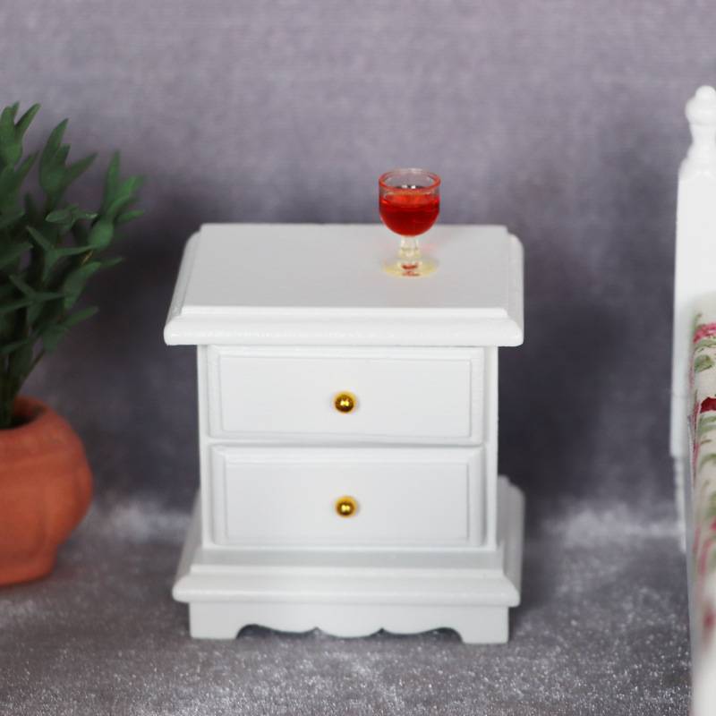 1:12迷你娃娃屋dollhouse12分娃娃用家具模型摆件白色卧室6件套装