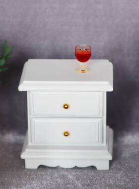 1:12迷你娃娃屋dollhouse12分娃娃用家具模型摆件白色卧室6件套装