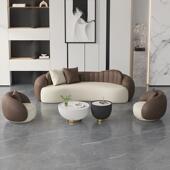 办公室沙发科技皮简约休闲商务休息区轻会客弧形沙发