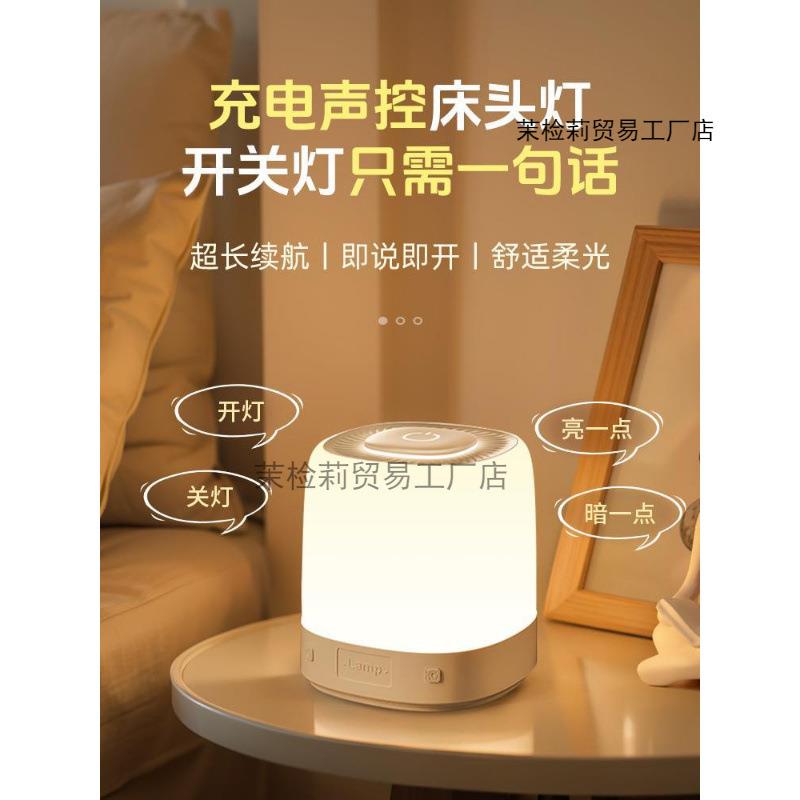 智能人工语音灯小夜灯声控感应卧室床头定时家用台灯2025新款