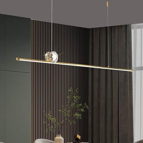 餐厅灯吊灯极简灯具轻奢简约长条饭厅餐桌水晶灯办公室茶室吧台灯