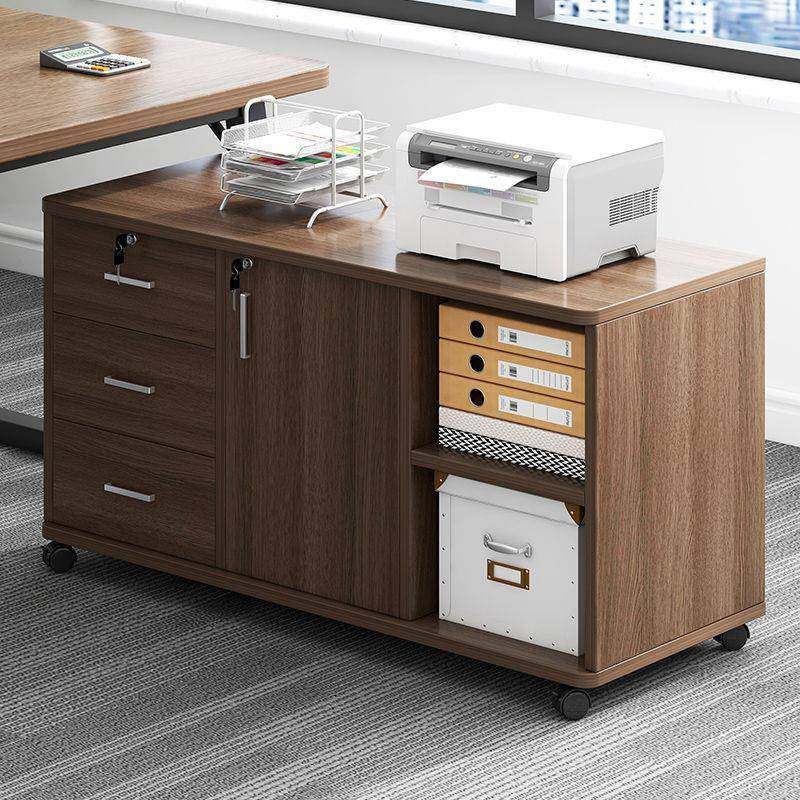 文件柜桌下办公柜木质边柜带锁办公室柜子打印机抽屉柜储物柜矮柜