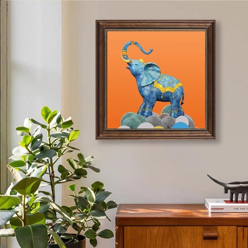 大象玄关装饰画美式入户挂画书房墙画吉象客厅餐厅壁画卧室床头画