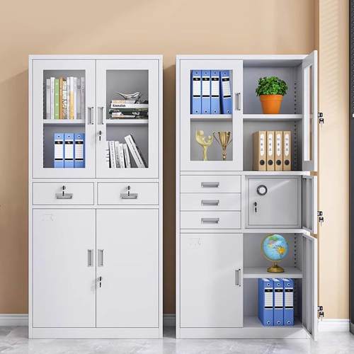 铁皮办公室文件柜钢制档案资料柜财务凭证柜带锁抽屉矮柜储物书柜