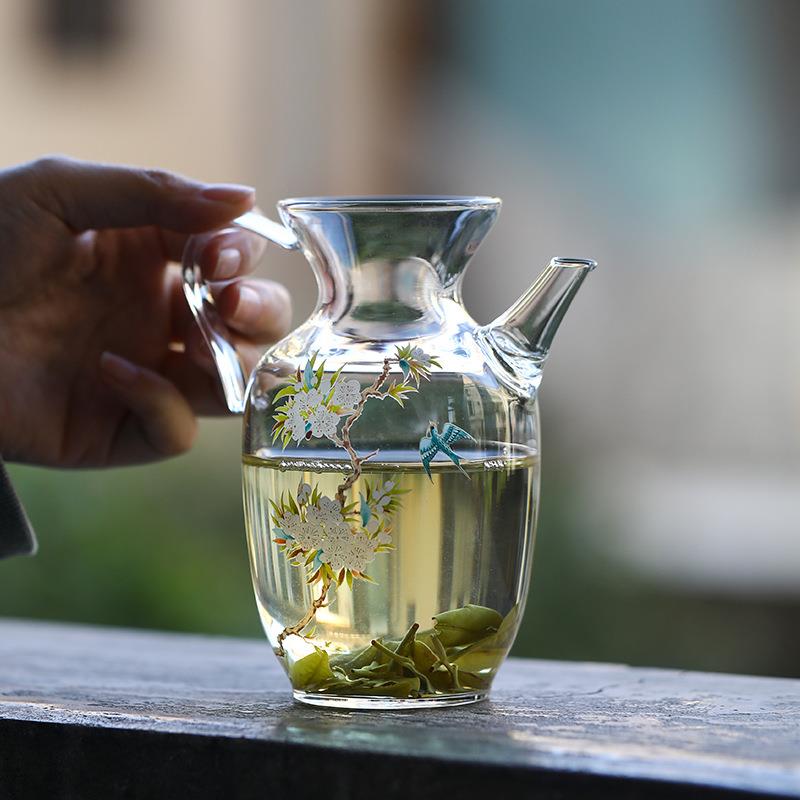 仿宋手执壶高硼硅玻璃加厚耐热带过滤花茶壶家用创意冷泡茶器茶具