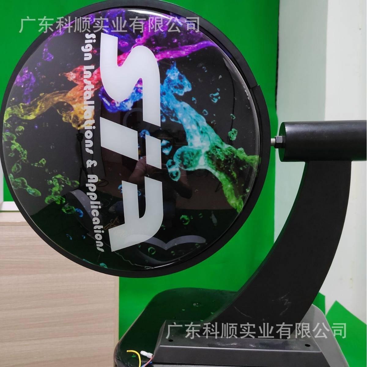 双面圆形旋转吸塑灯箱铁艺户外防水侧招悬挂墙式全自动LED广告牌