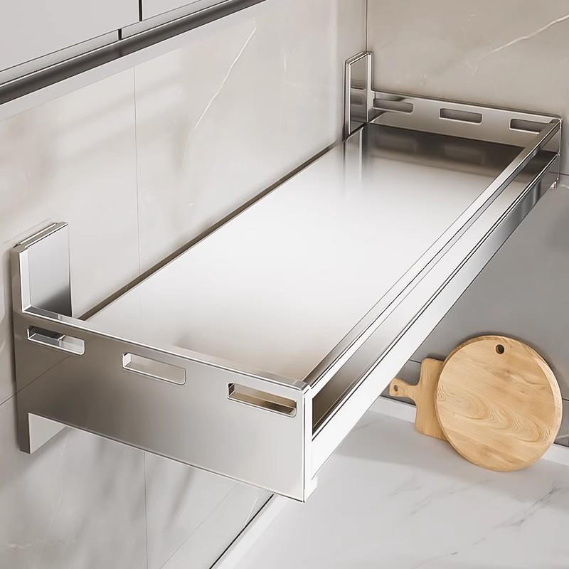 不锈钢厨房微波炉置物架壁挂式多功能免打孔挂墙壁上调料收纳架子