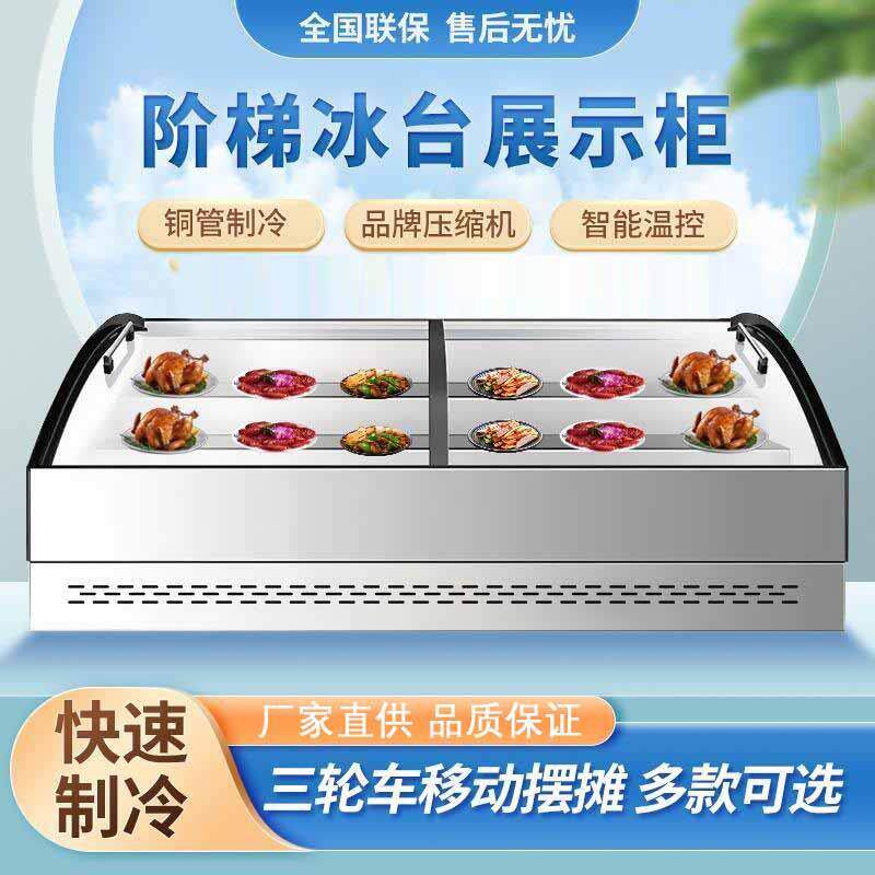 台式阶梯展示柜冰台三轮车摆摊冷藏展示柜冰箱柜海鲜烧烤串串冰柜