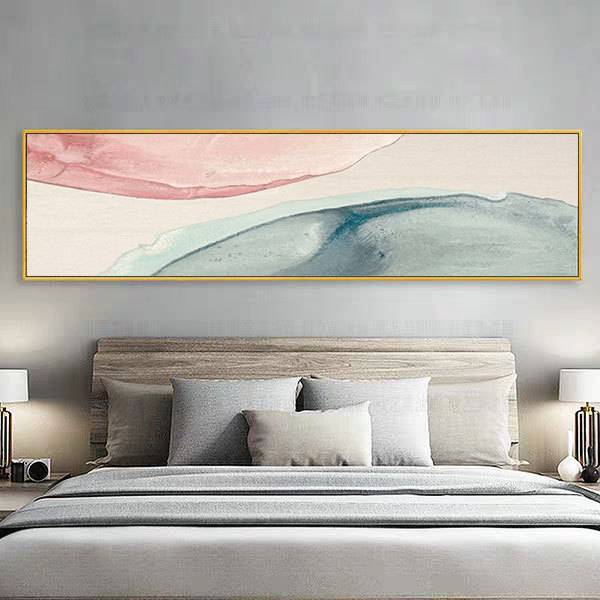 个性粉色现代抽象壁画客厅装饰画卧室床头挂画沙发背景横大幅墙画