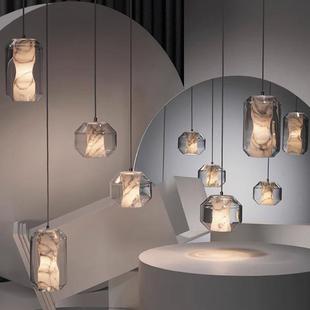 云石玻璃吊灯设计师卧室床头楼梯间过道岛台吧台新中式 艺术小吊灯