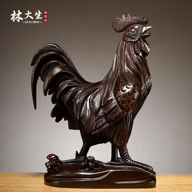 黑檀木雕刻大公鸡摆件实木质动物十二生肖鸡家居客厅装饰品工艺品