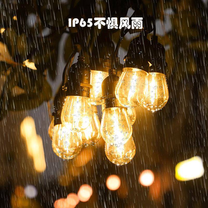 S14太阳能球泡灯户外露营灯串庭院花园别墅圣诞节日氛围装饰彩灯