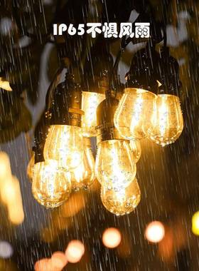 S14太阳能球泡灯户外露营灯串庭院花园别墅圣诞节日氛围装饰彩灯