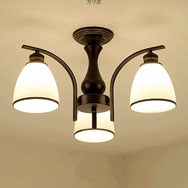 美式简约客厅吊灯家用主卧室吸顶房间水晶灯具餐厅led灯套餐厂