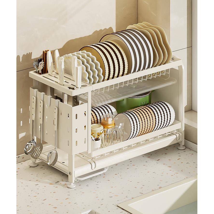 厨房碗架双层沥水碗柜碗筷置物架台面碗碟架放碗多功能碗盘收纳