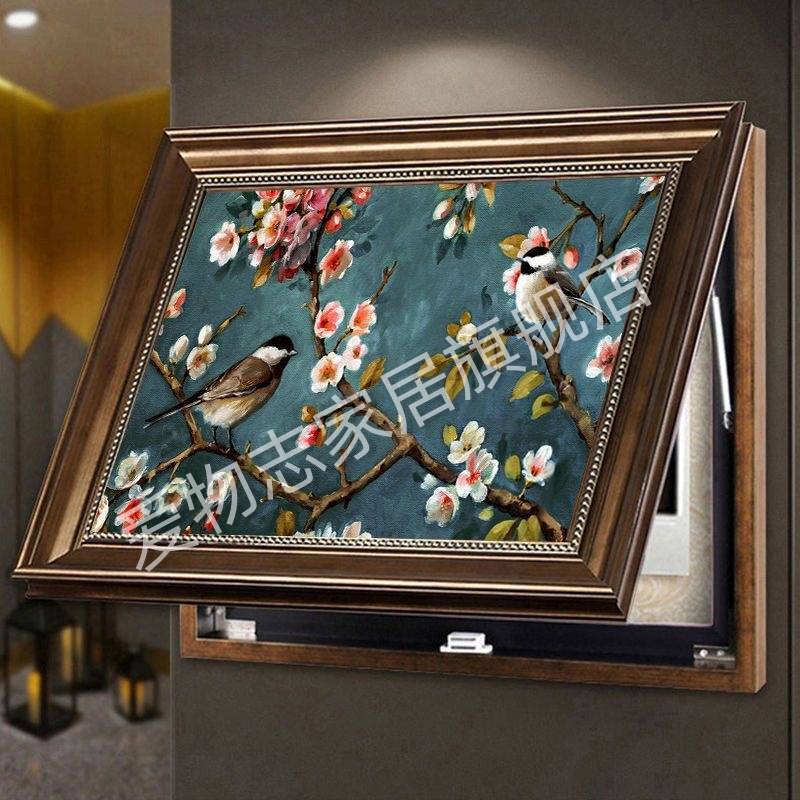 美式电表箱装饰画免打孔遮挡配电箱推拉式强弱开关电闸盒欧式挂画