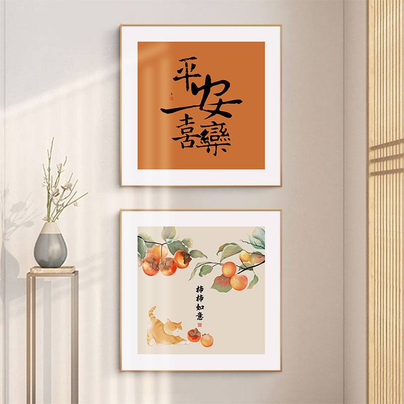 深圳大芬村油画餐厅画装饰画新中式吃饭餐桌边柜厨房客厅墙壁挂画