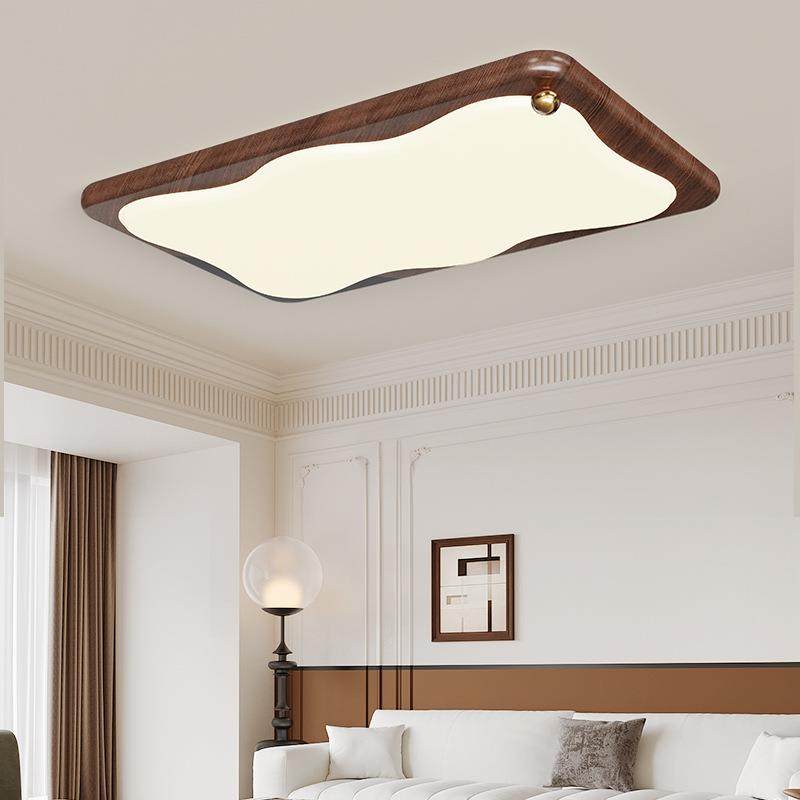 中古高端大气客厅灯2025新款胡桃木纹大厅主灯护眼书房卧室吸顶灯