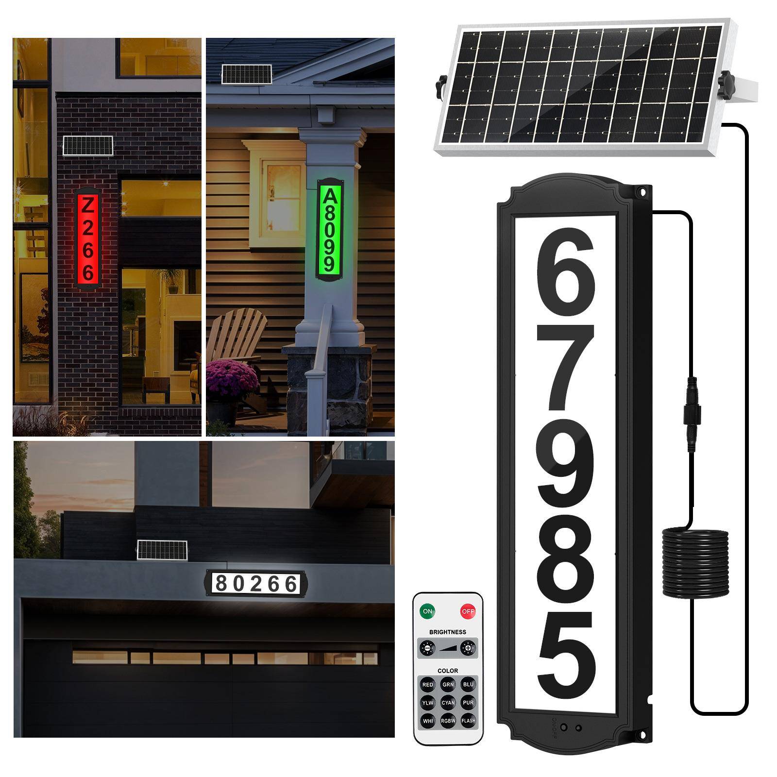 跨境太阳能门牌灯分体式带遥控家用别墅户外庭院RGB彩光变色