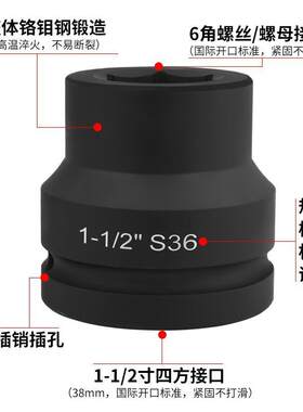 1.5寸重型套筒大风炮套筒内六角四方气动风炮头扳手重型套筒套装