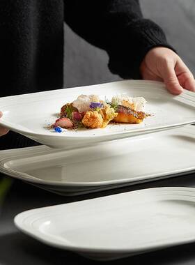 鱼盘家用蒸鱼盘子高颜值陶瓷新款日式长方形大号白色装菜盘in