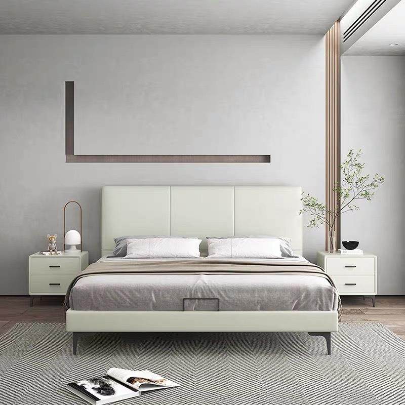 现代简约高端大气皮床1.8米双人主卧室大床1.5米小户型齐边储物床