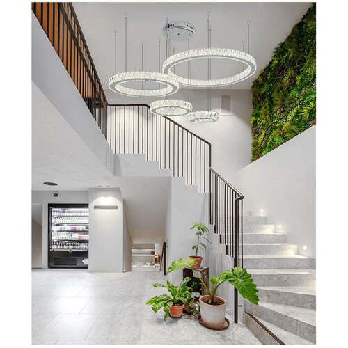 轻奢创意LED水晶客厅卧室展厅大堂大厅售楼部酒店楼梯灯复式别墅