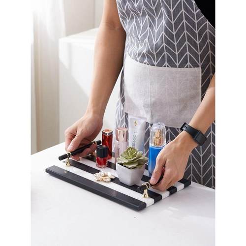 XEI3商务酒店轻奢大理石收纳托盘小号长条西点展示盘洗手台洗漱置