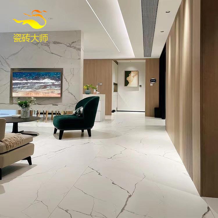 法式冰川白瓷砖客厅防滑地砖600x1200厨房卫生间浴室墙砖750x1500