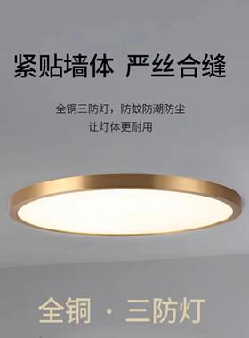 全铜超薄吸顶灯轻奢现代简约书房衣帽间全光谱护眼灯卧室灯具