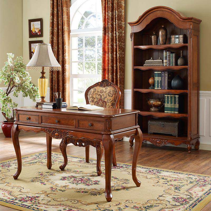 美式简约橡木书桌1.2米1旧4米写字桌做小.书桌脑家用电601办公桌