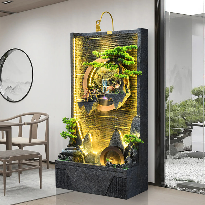 客厅假山喷泉流水摆件水幕墙屏风装饰办公室循环水景开业乔迁礼物