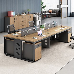 四人对坐办公桌客服位带挡板屏y风隔断式现代简约职员办公桌椅组