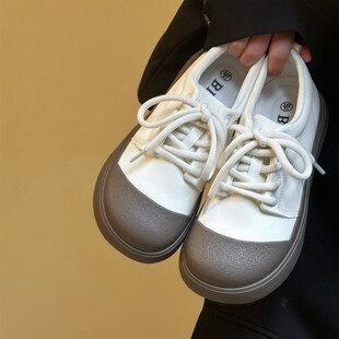 林先叁 平底丑萌鞋女p款2024春季小众设计休闲鞋学生百搭小白鞋子