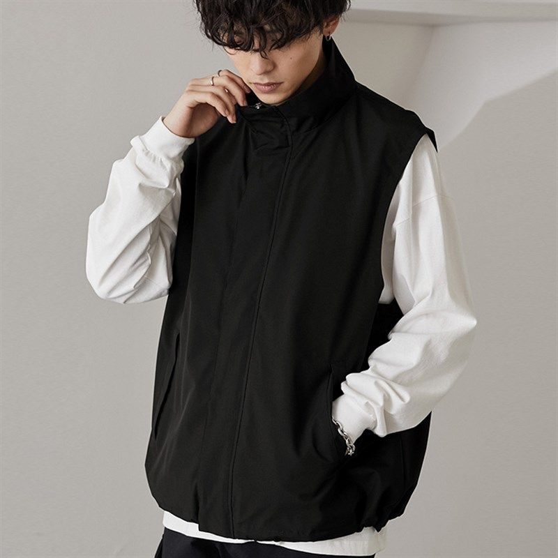 日单日系纯色立领工装马甲男生秋季潮牌户外宽松休闲无袖坎肩背心,男装,常规马甲,淘宝优惠券,粉丝福利购,淘宝优惠卷