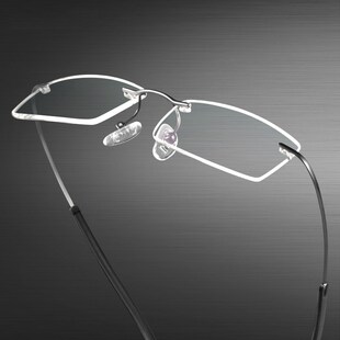 无框眼镜男 纯钛近视眼镜女超轻B眼镜架无框眼镜框简约眼睛框成品