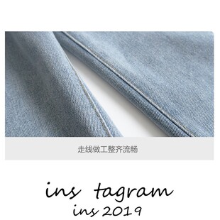 春秋直筒宽松港风复古休闲裤 小镇姗姗阔腿高腰牛仔裤 女2021年新款