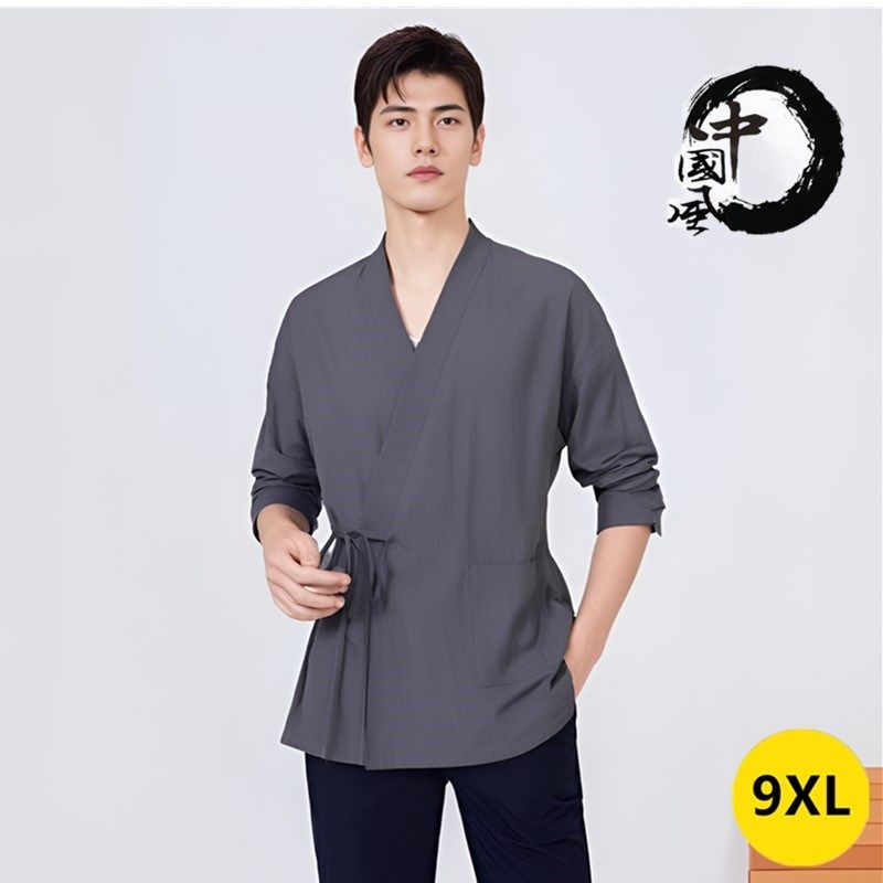 大码男装衬衫汉服宽松胖子男装中国风夏季棉麻男士休闲唐装长袖,男装,大码上装,淘宝优惠券,粉丝福利购,淘宝优惠卷