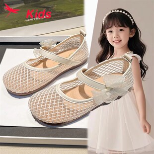 女童真皮软底2025夏季新款镂空女孩一脚噔单鞋公主搭配裙子凉鞋