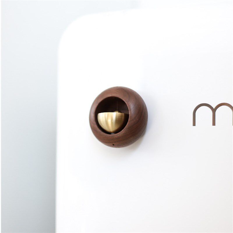 黑胡桃木黄铜铃铛门铃实木门饰挂件铃铛家居风铃开门响铃装饰礼物