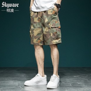 短裤 男宽松大码 潮牌五分休闲裤 2025夏季 薄款 迷彩工装 直筒中裤 新款
