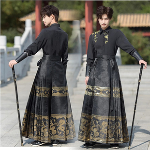 高端轻奢马面裙织金小少爷汉服中国风男士2024龙年新款春秋款套装