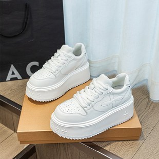 软底休闲板鞋 街拍小个子厚底小白鞋 新款 女2024春季 学生 女增高单鞋