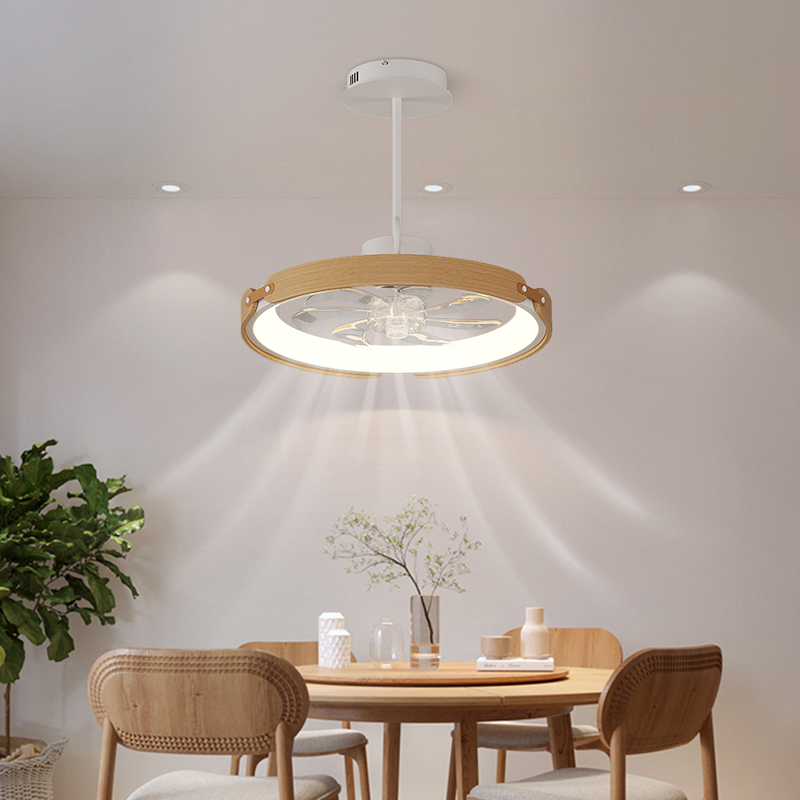 家用吸顶风扇灯吊扇灯简约隐形卧室餐厅客厅无叶带电风扇吊灯一体