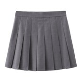 百褶裙女夏西装 料高腰a字半身裙灰色防走光裤 裙学院风短裙蓬蓬裙