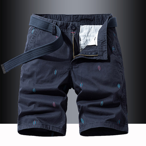 2025新款纯棉休闲短裤男夏季宽松系皮带五分裤子薄款运动5分中裤