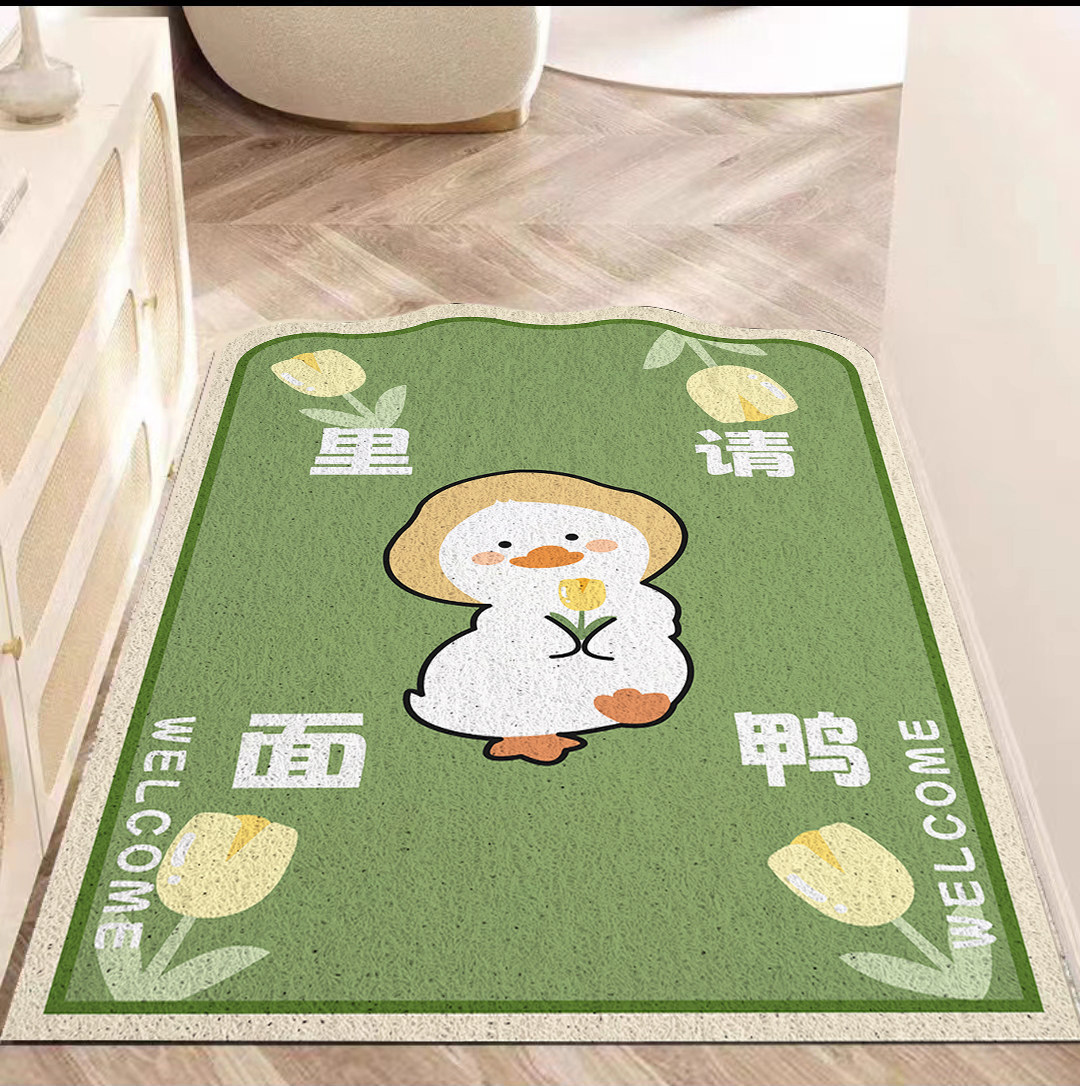 卡通鸭入户门地垫家用门垫踩脚垫进门防滑地毯丝圈刮泥蹭土可定制,居家布艺,入户地垫,淘宝优惠券,粉丝福利购,淘宝优惠卷